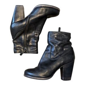 Frye Patty Artisan Black Leathers Heeled Ankle Boots Size 8.5